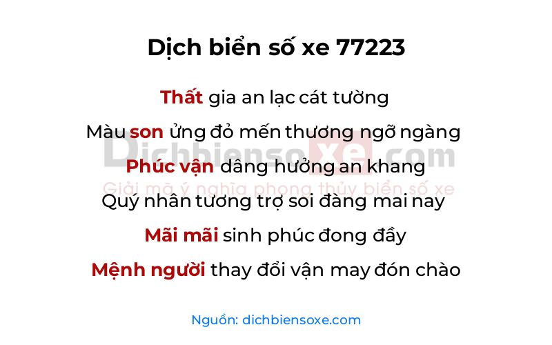 Dịch thơ biển số 77223
