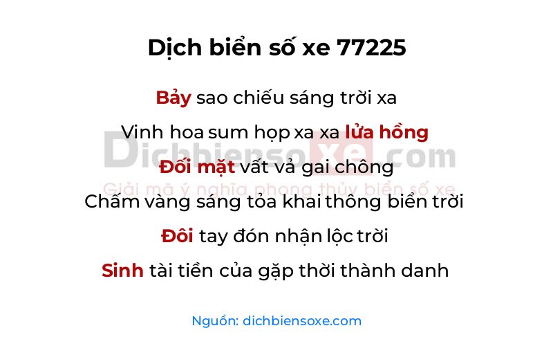 Dịch thơ biển số 77225