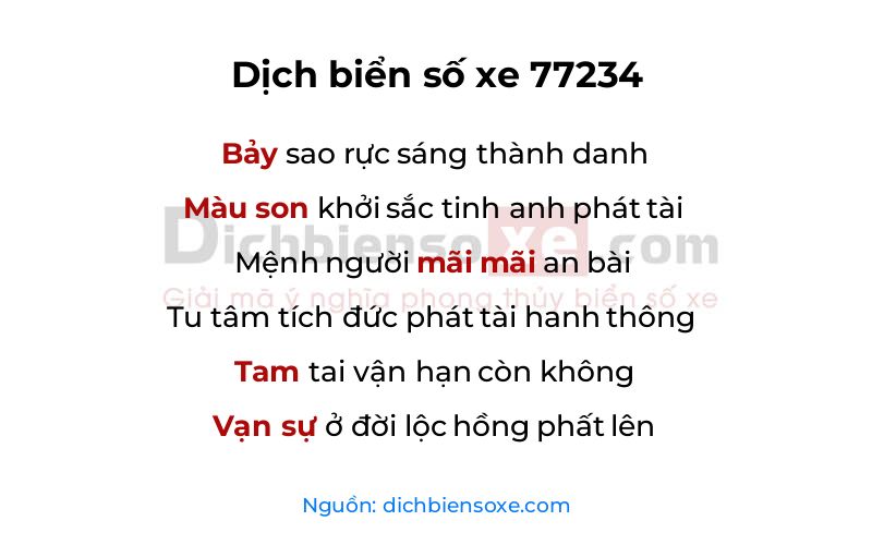 Dịch thơ biển số 77234
