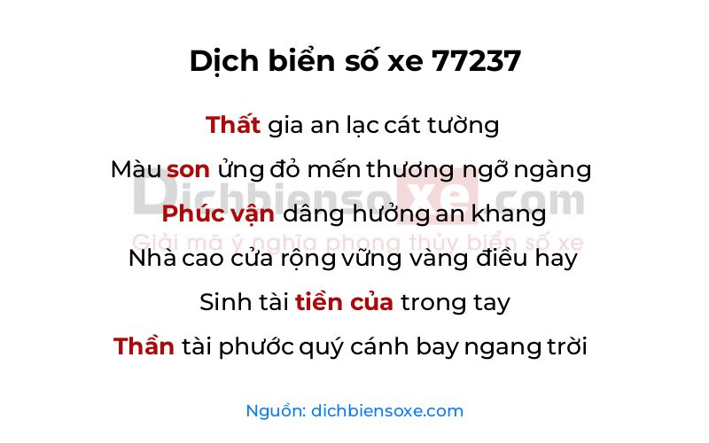 Dịch thơ biển số 77237