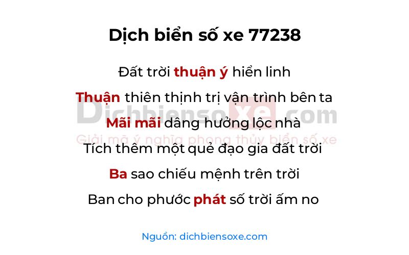 Dịch thơ biển số 77238