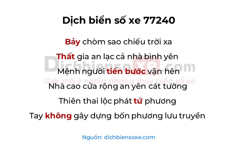 Dịch thơ biển số 77240