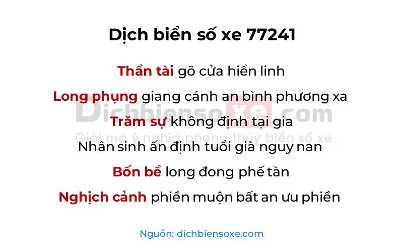 Dịch thơ biển số 77241