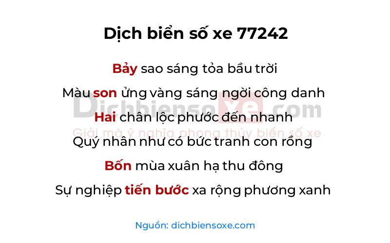 Dịch thơ biển số 77242