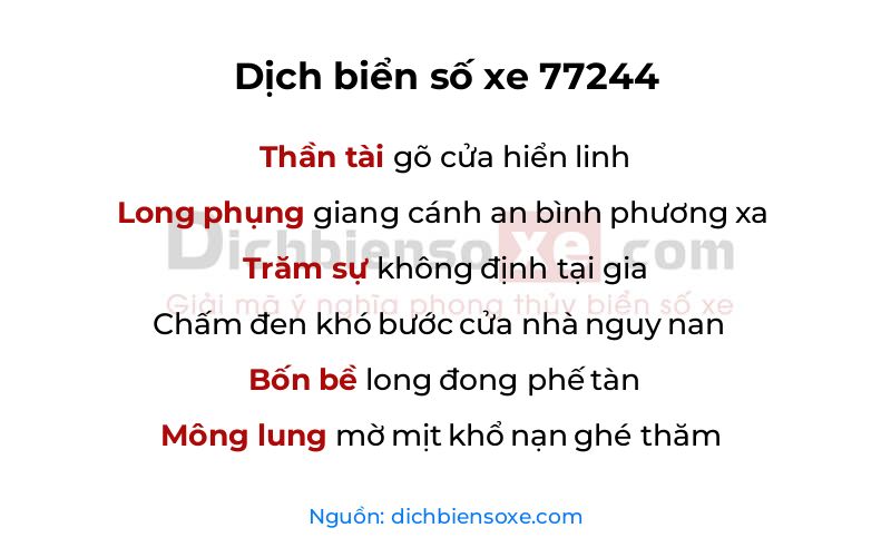 Dịch thơ biển số 77244