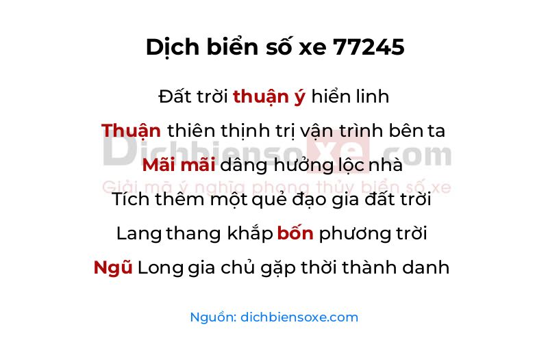 Dịch thơ biển số 77245