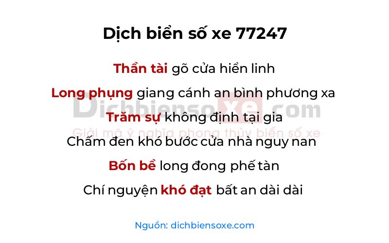 Dịch thơ biển số 77247