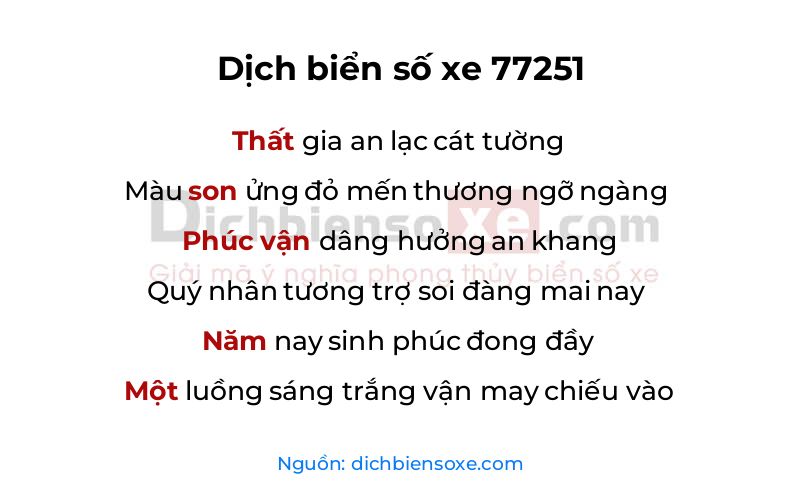 Dịch thơ biển số 77251