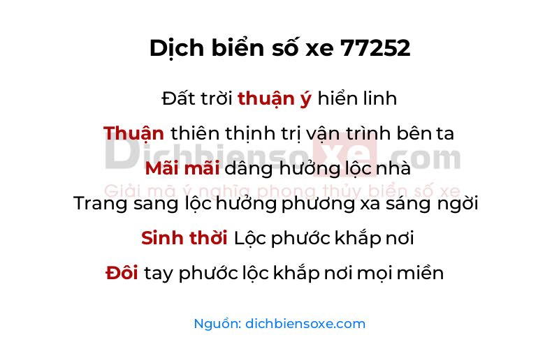 Dịch thơ biển số 77252