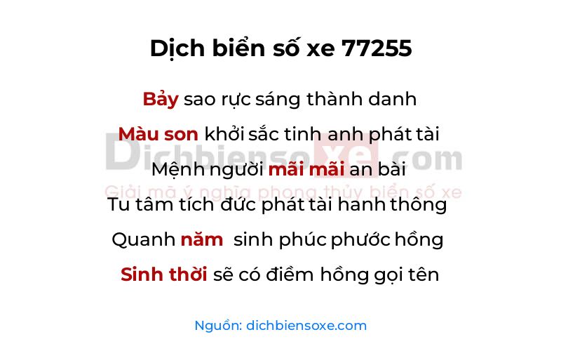 Dịch thơ biển số 77255
