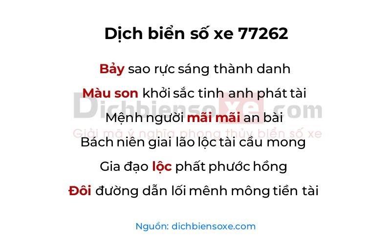 Dịch thơ biển số 77262