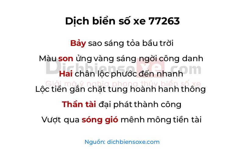 Dịch thơ biển số 77263