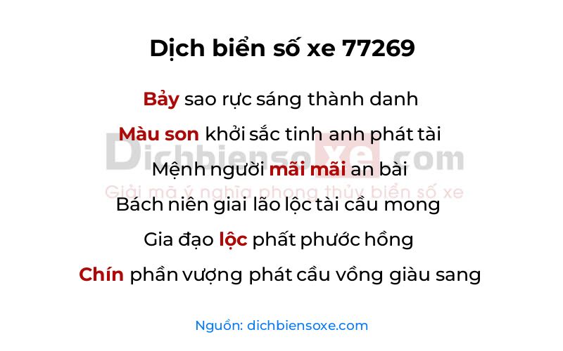 Dịch thơ biển số 77269