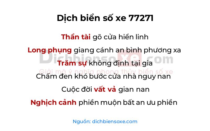 Dịch thơ biển số 77271
