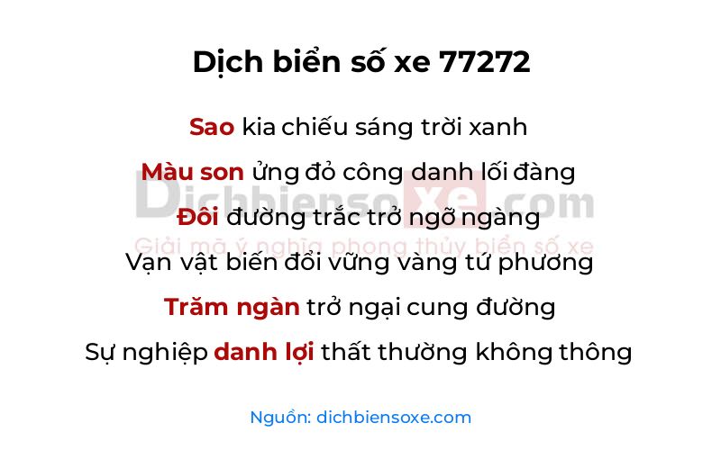 Dịch thơ biển số 77272