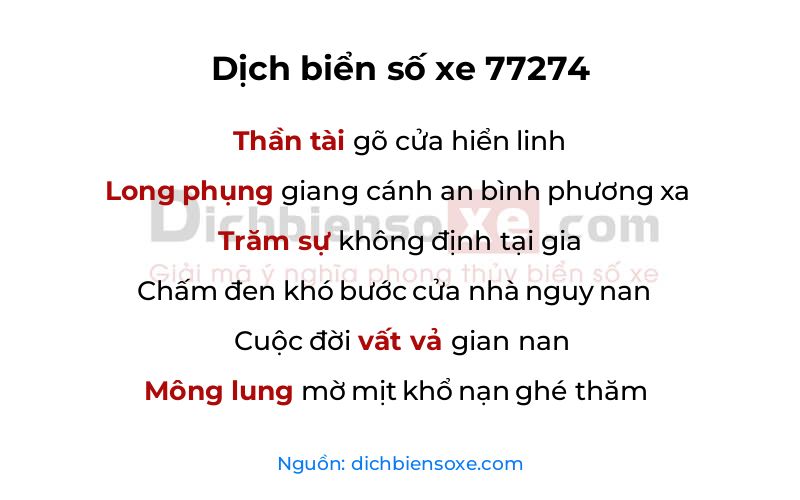 Dịch thơ biển số 77274