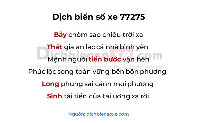 Dịch thơ biển số 77275