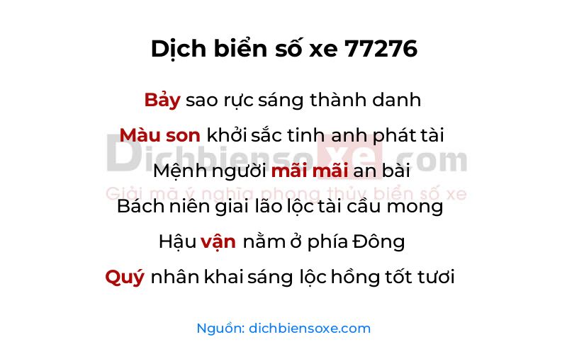 Dịch thơ biển số 77276