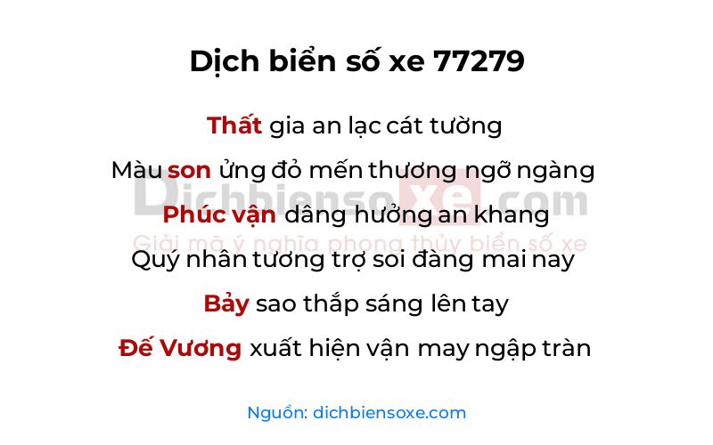 Dịch thơ biển số 77279