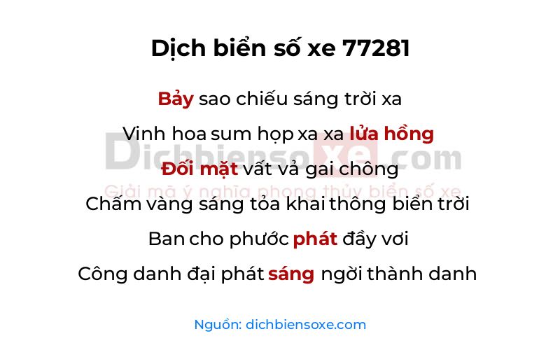 Dịch thơ biển số 77281