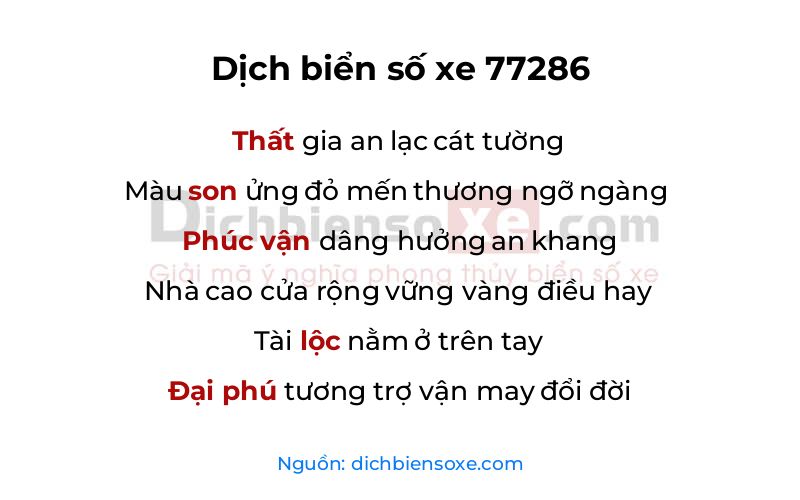 Dịch thơ biển số 77286
