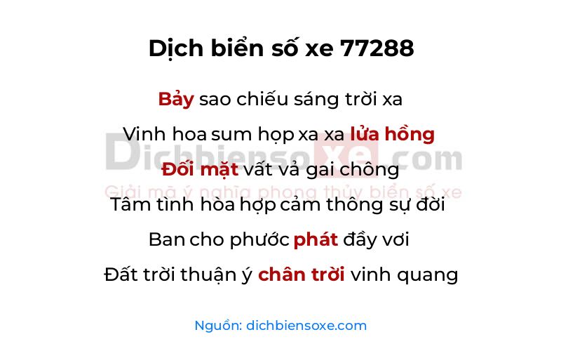 Dịch thơ biển số 77288