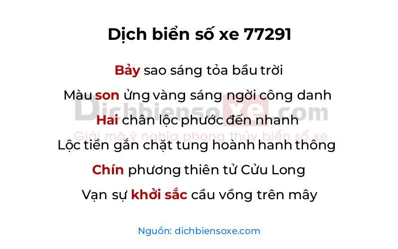 Dịch thơ biển số 77291