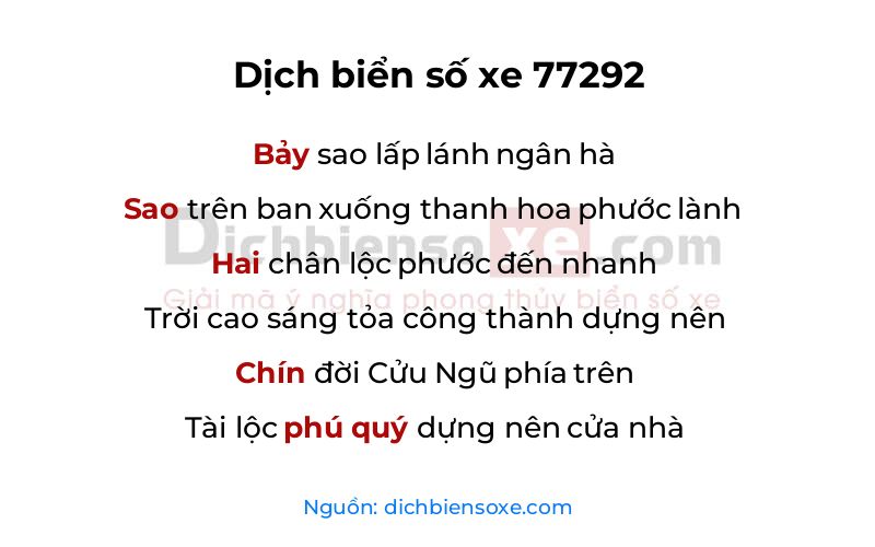 Dịch thơ biển số 77292