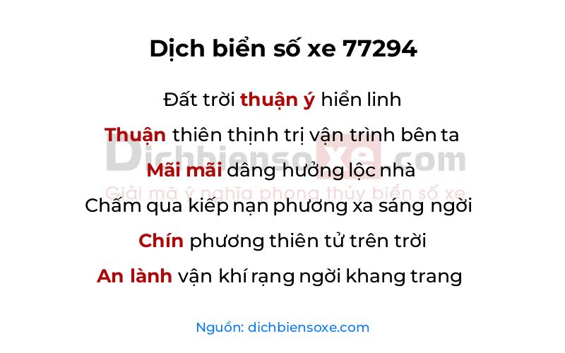 Dịch thơ biển số 77294