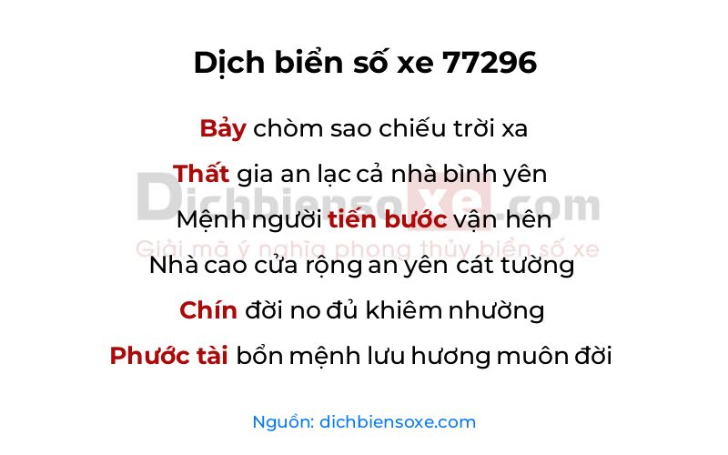 Dịch thơ biển số 77296