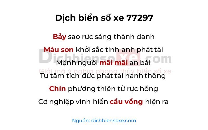Dịch thơ biển số 77297