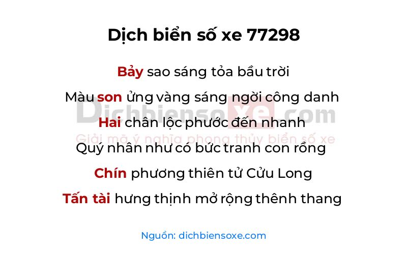 Dịch thơ biển số 77298