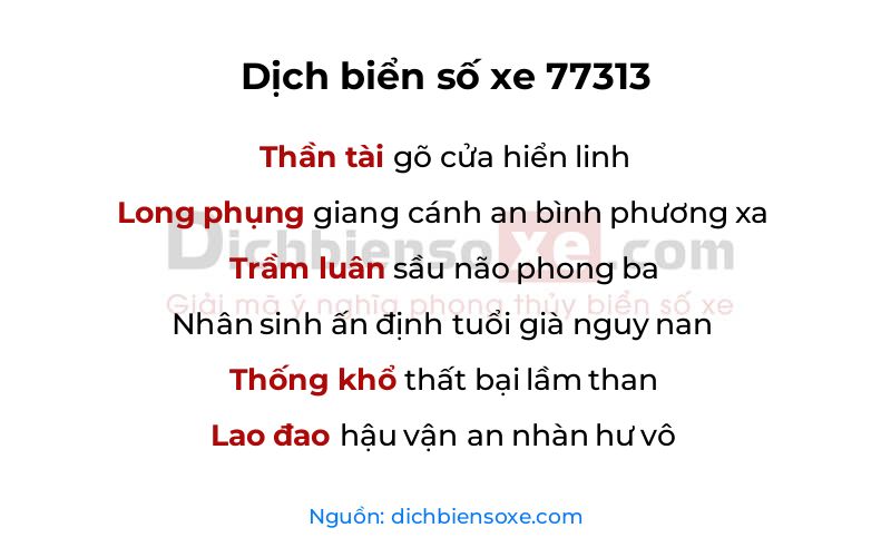 Dịch thơ biển số 77313