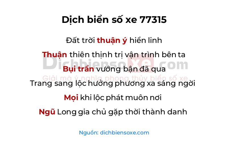 Dịch thơ biển số 77315