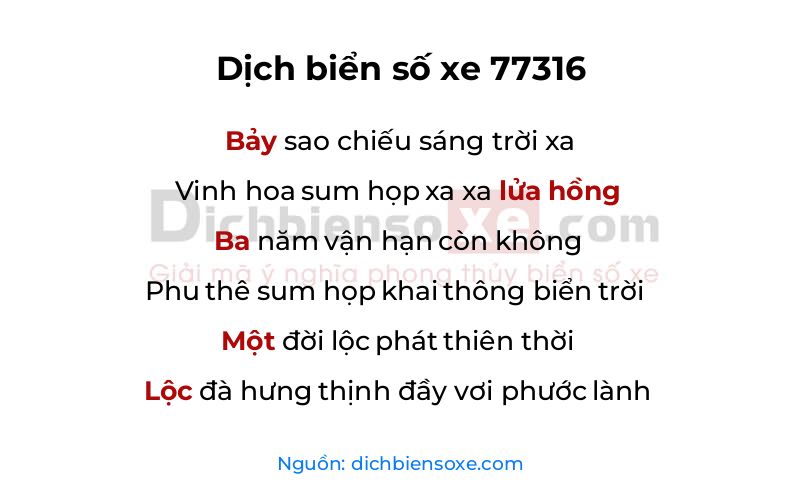 Dịch thơ biển số 77316