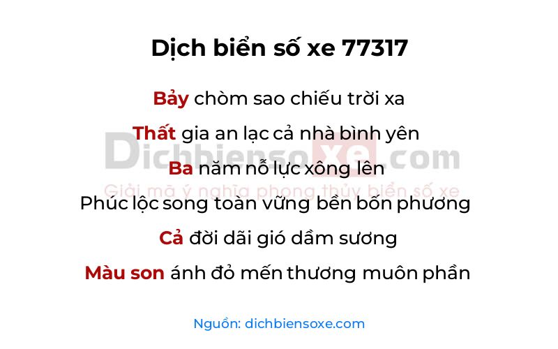 Dịch thơ biển số 77317
