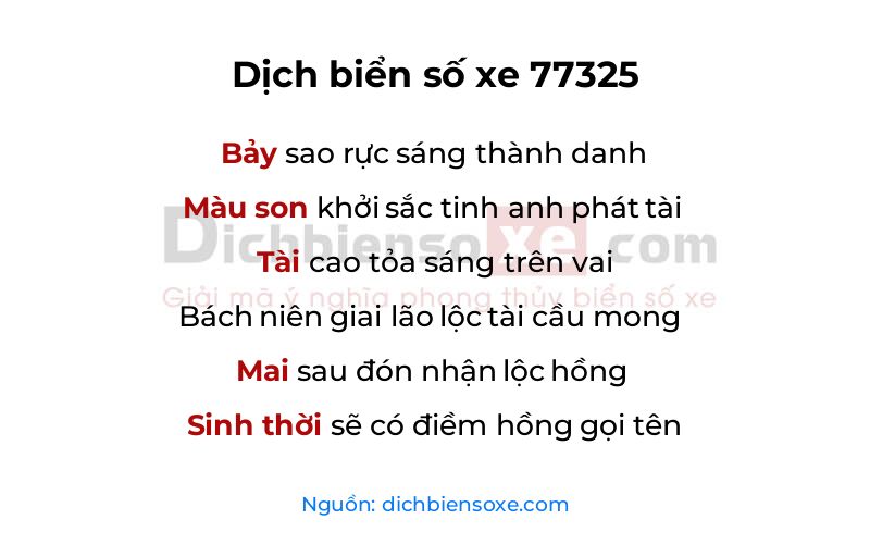 Dịch thơ biển số 77325