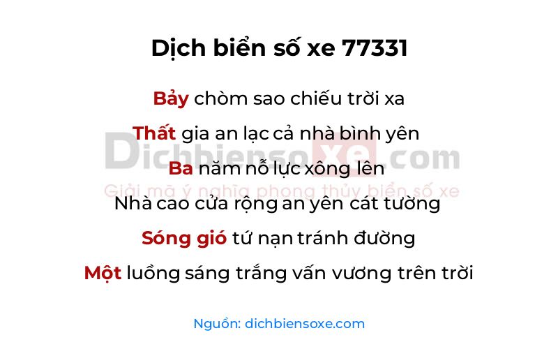 Dịch thơ biển số 77331