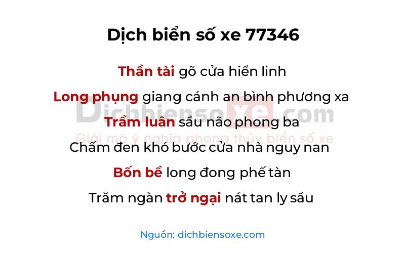 Dịch thơ biển số 77346
