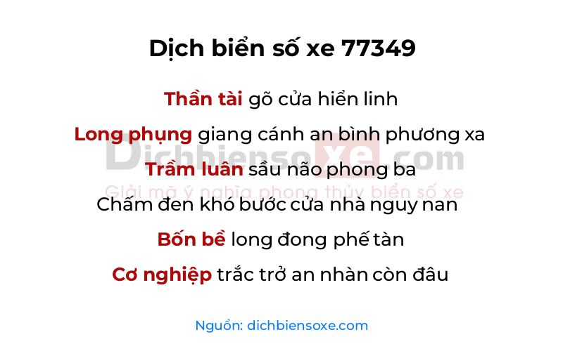 Dịch thơ biển số 77349