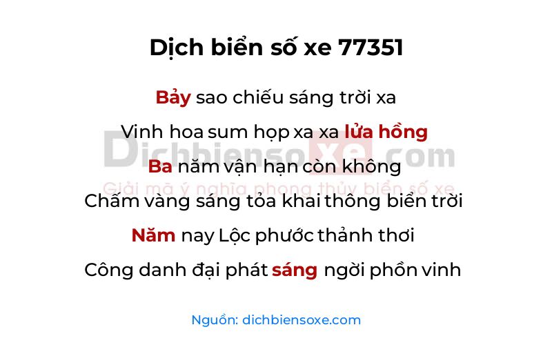 Dịch thơ biển số 77351