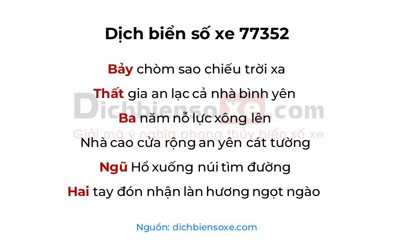 Dịch thơ biển số 77352