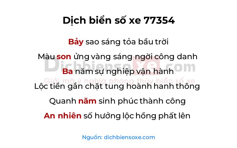 Dịch thơ biển số 77354