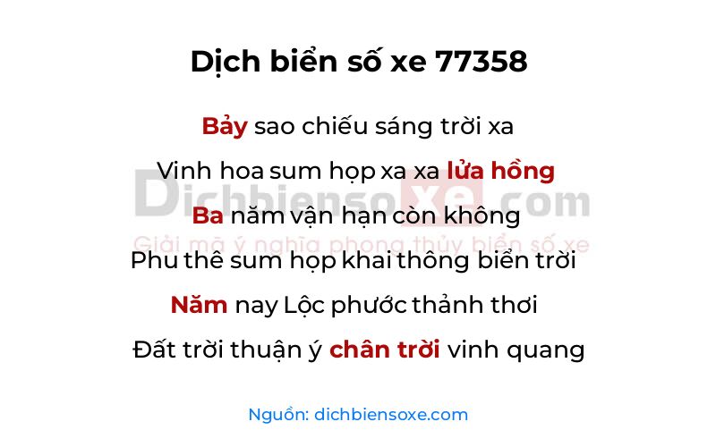 Dịch thơ biển số 77358