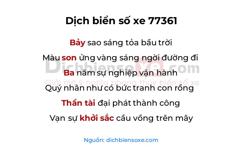 Dịch thơ biển số 77361