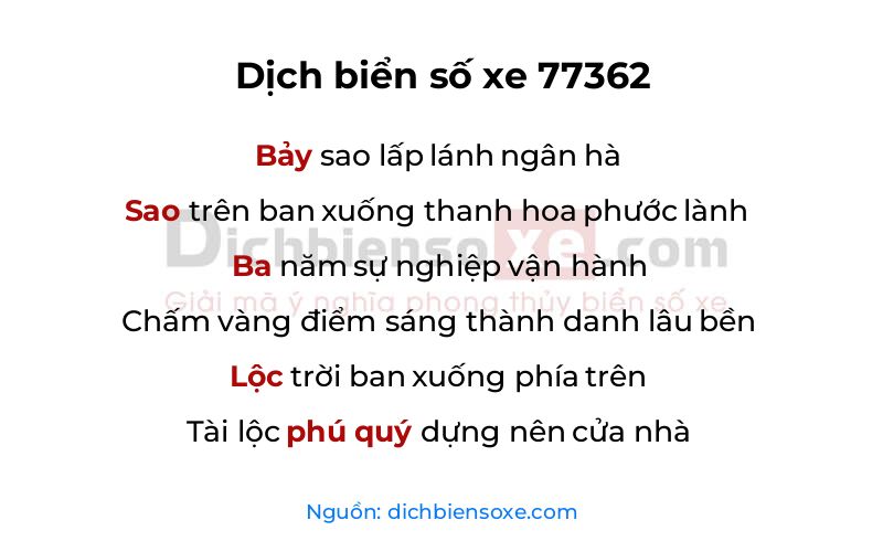 Dịch thơ biển số 77362