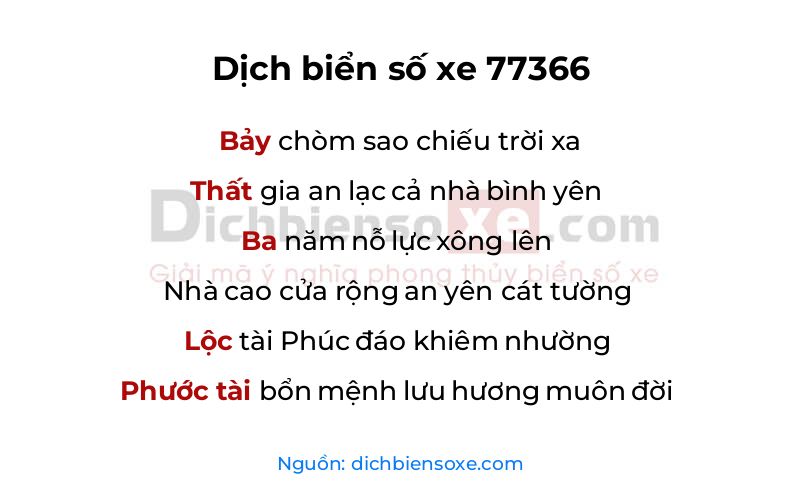 Dịch thơ biển số 77366