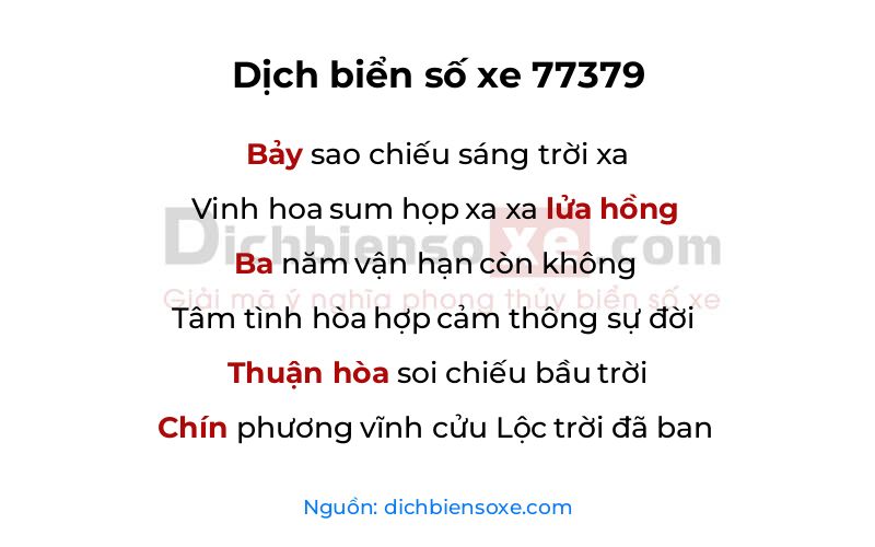 Dịch thơ biển số 77379