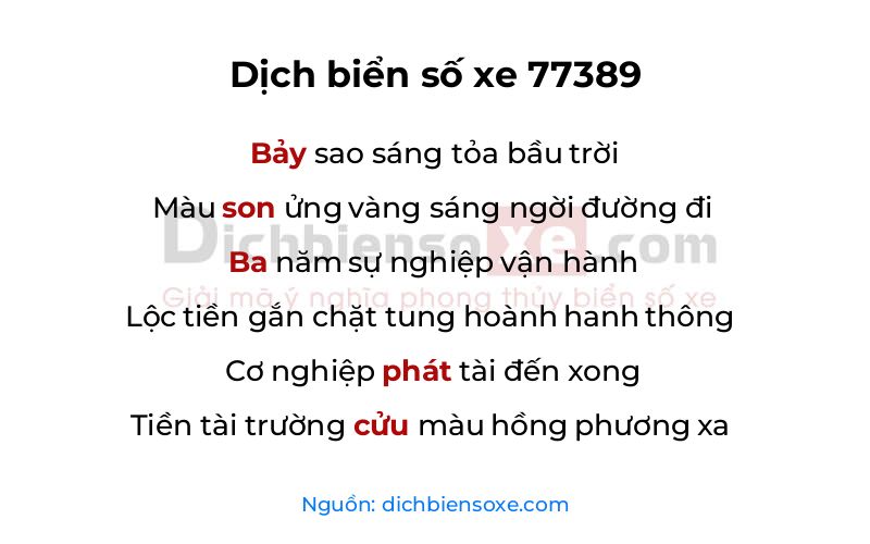 Dịch thơ biển số 77389