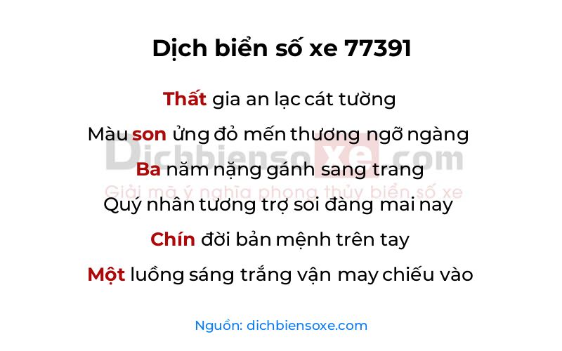 Dịch thơ biển số 77391